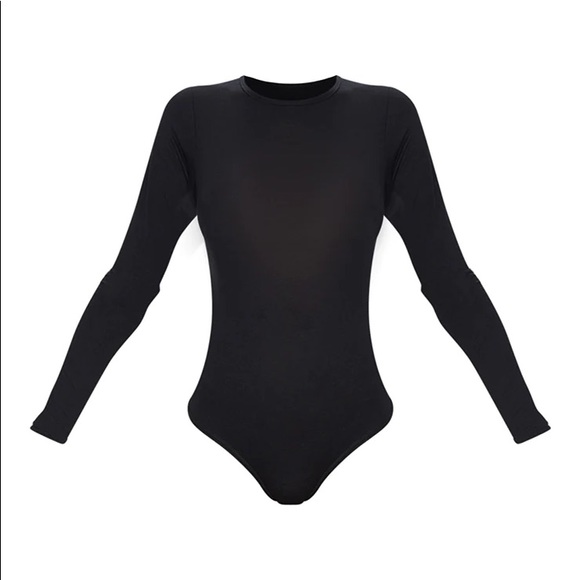 Black Crew Neck Long Sleeve Bodysuit - Picture 4 of 7